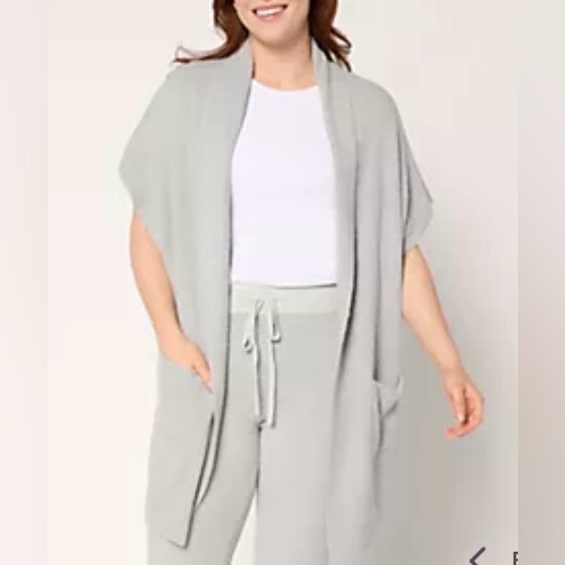 Barefoot Dreams Cozychic Lite Ribbed Shawl Collar Wrap Plus